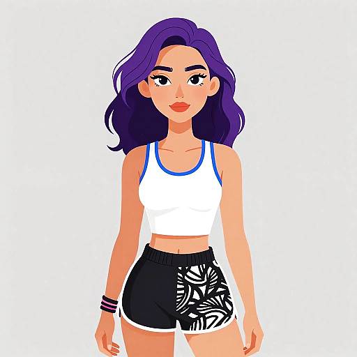 Sporty Woman with Natural Wavy Hair