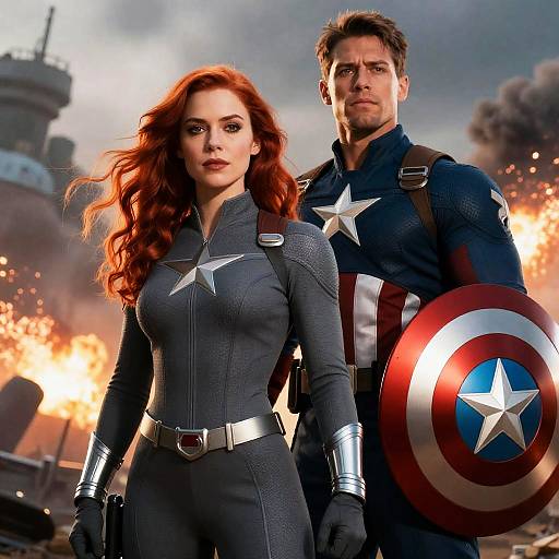 Dynamic Superheroes in Action-Packed Battlefield