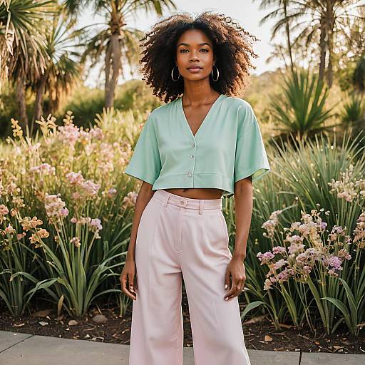 Eclectic Artist in Wide-Leg Pants Outfit Outdoors