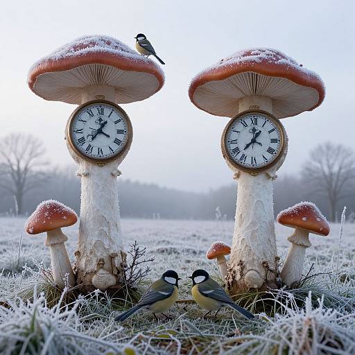 Whimsical Mushroom Clock Towers