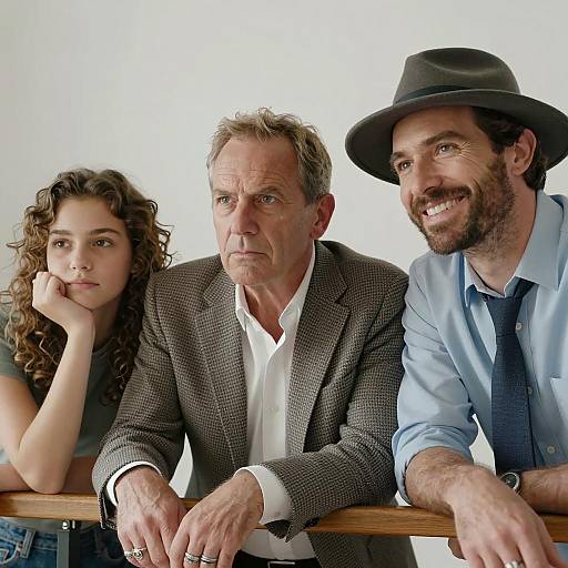 Three People in Close Interaction Scene