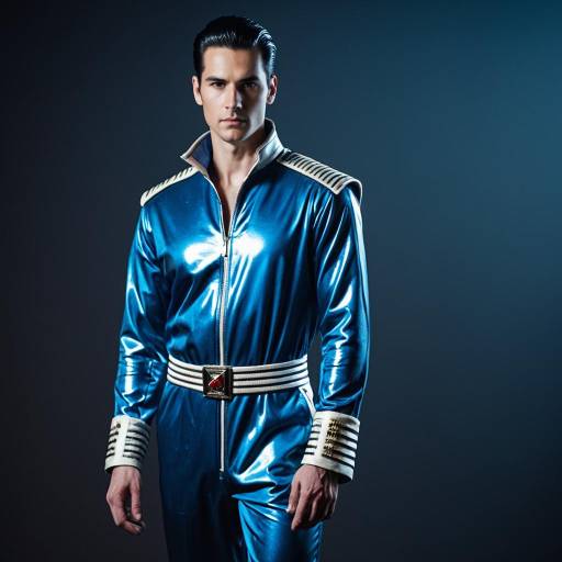 Man in Blue Retro Sci-Fi Jumpsuit