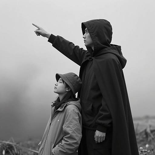 Mysterious Duo in Smoky Scene