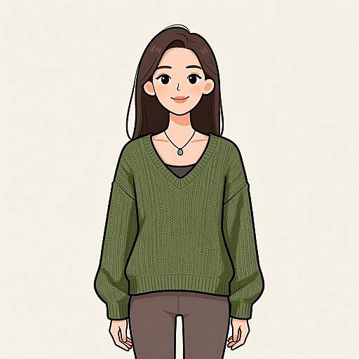 Smiling Woman in Casual Knitwear