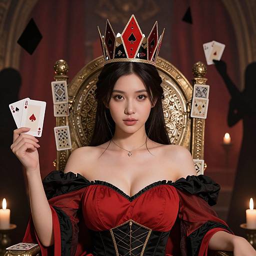 Regal Woman in Ceremonial Card Throne