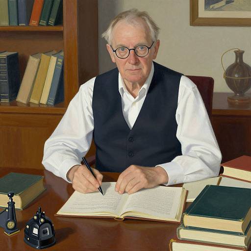 Elderly Man Portrait with Books
