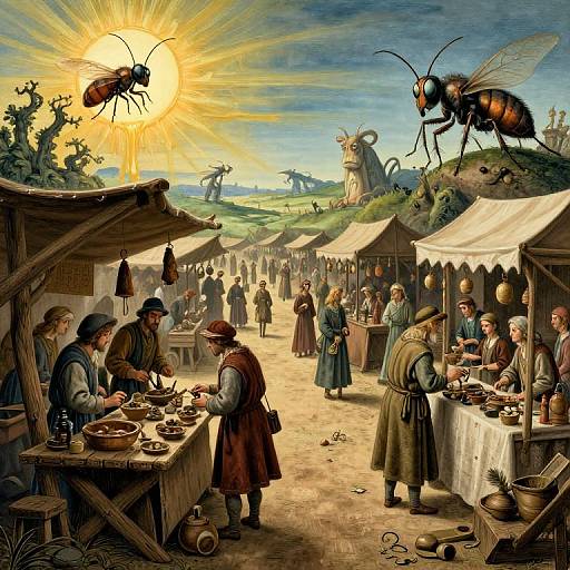 Surreal Medieval Bazaar from Insect View