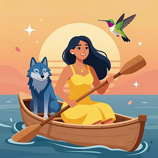 Serene Canoeing at Sunset