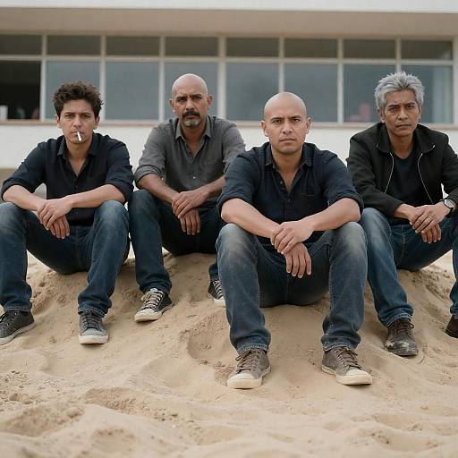 Four Men on a Sandy Mound