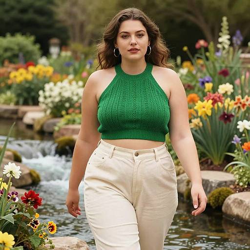 Plus-Size Bohemian Beauty in Garden