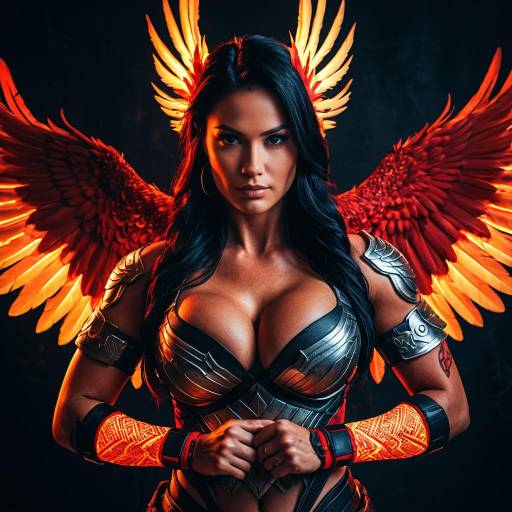 Exotic Phoenix Woman with Fiery Armor