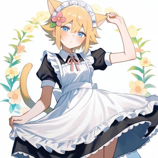 Adorable Boy Maid with Cat Features