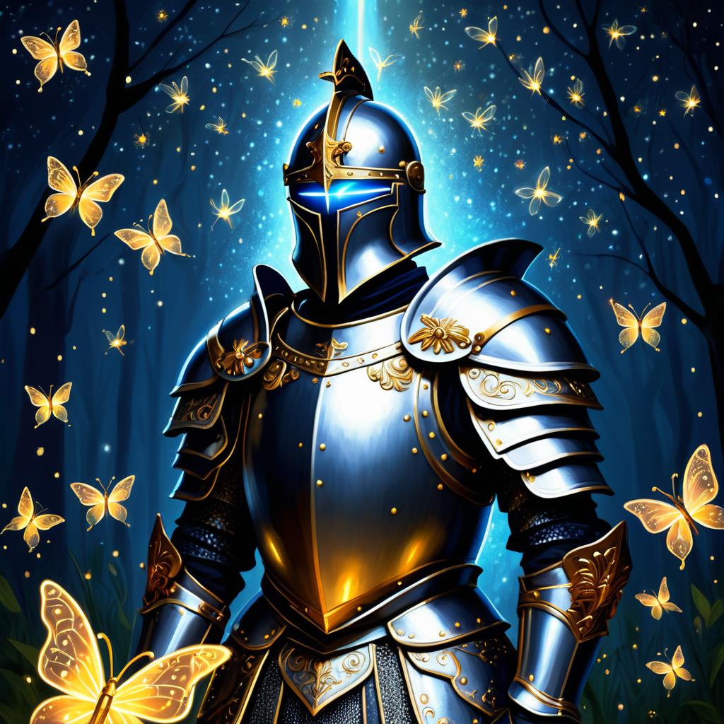 Knight in Armor with Fireflies Magic