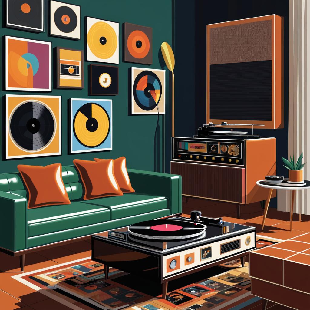 Retro Vinyl Player in Pixel Art Style