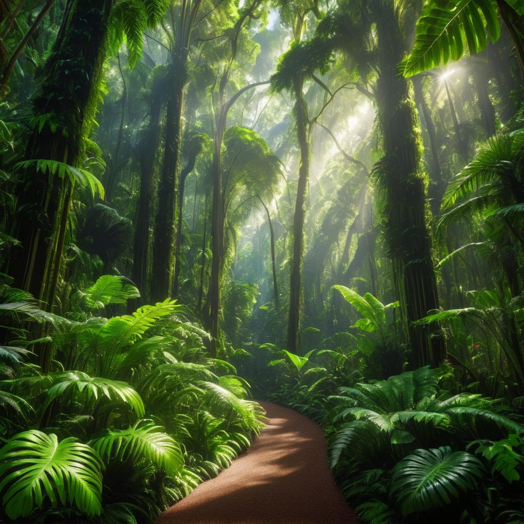 Lush Jungle Canopy with Dappled Light