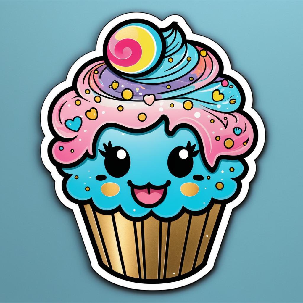 Kawaii Patina Cupcake Cartoon Character