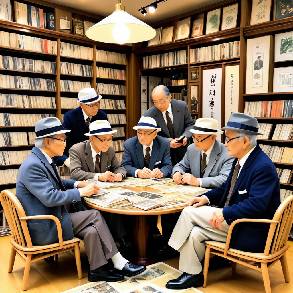 Elderly Men in Cozy Manga Café