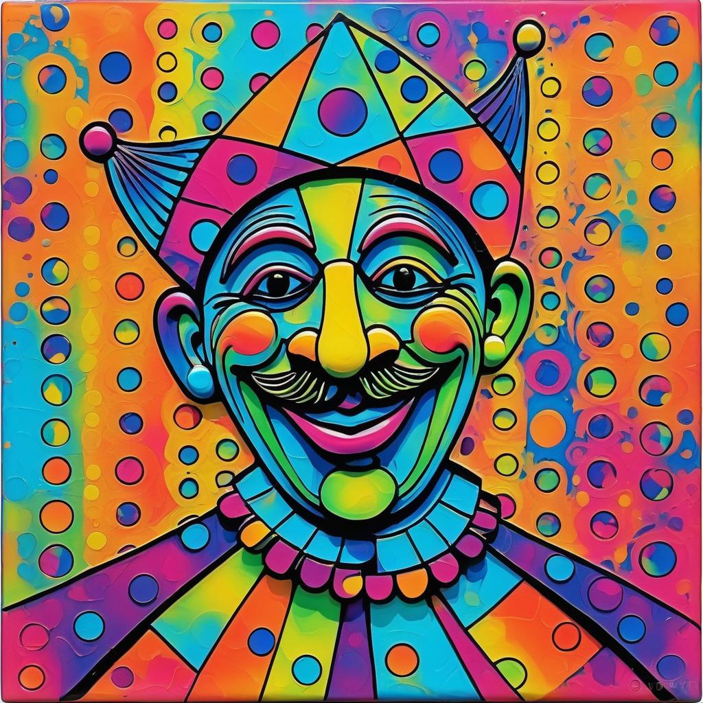 Vibrant Abstract Jester in Neon Circus