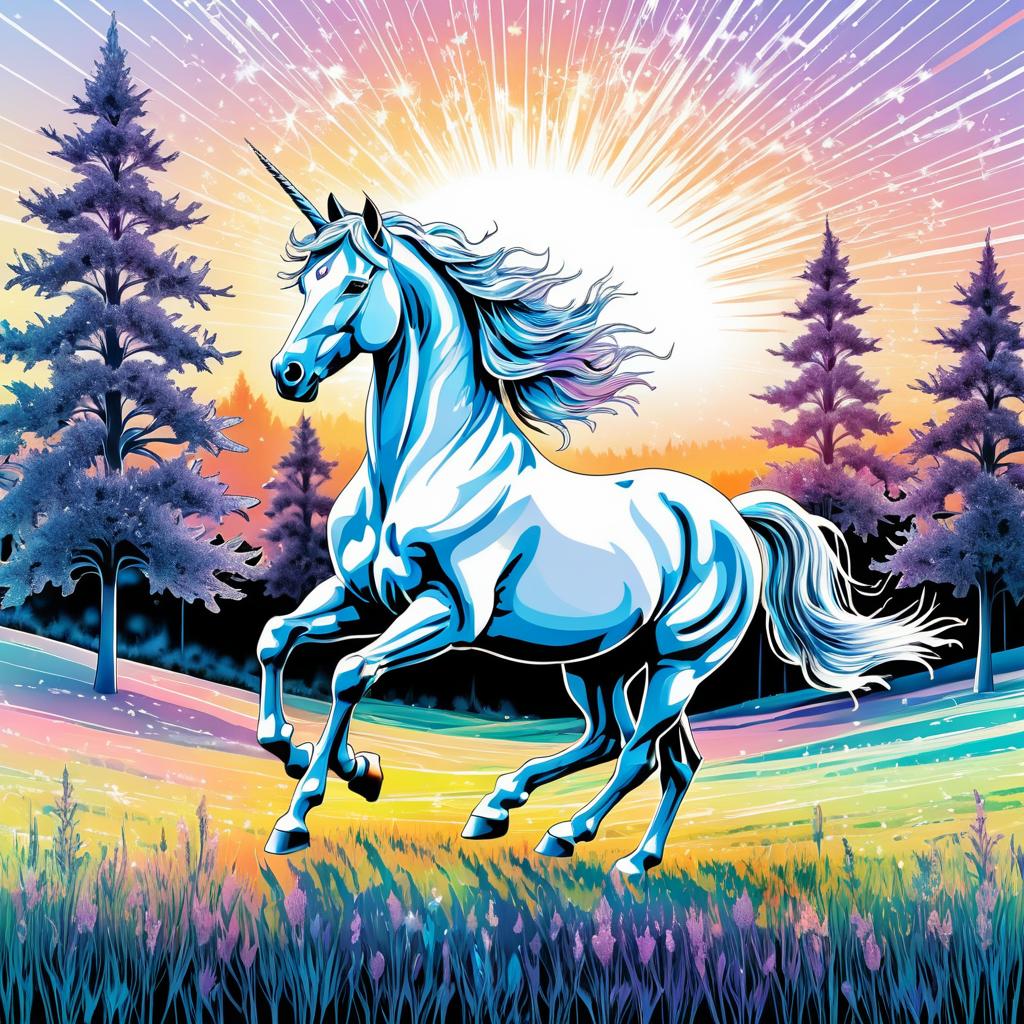 Majestic Unicorn Galloping in Pastels