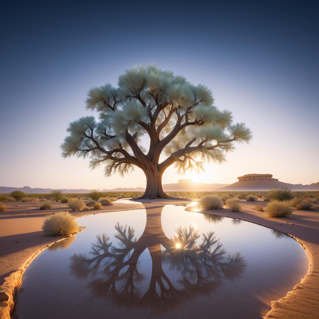 Colossal Crystal Tree in Desert Landscape