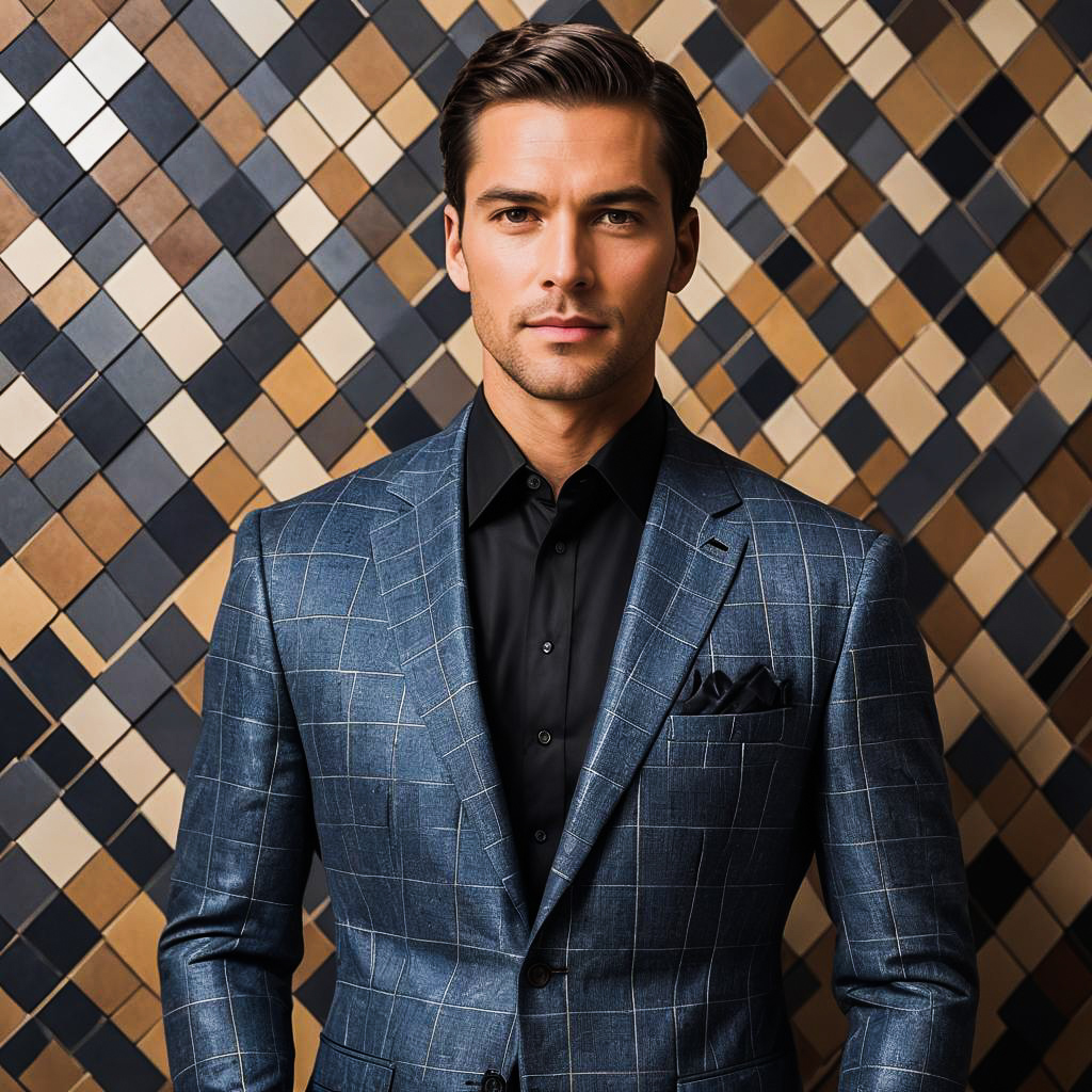 Elegant Gent in Geometric Pattern Studio