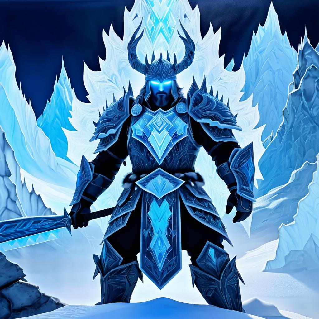 Frozen Warrior in Icy Mountain Setting