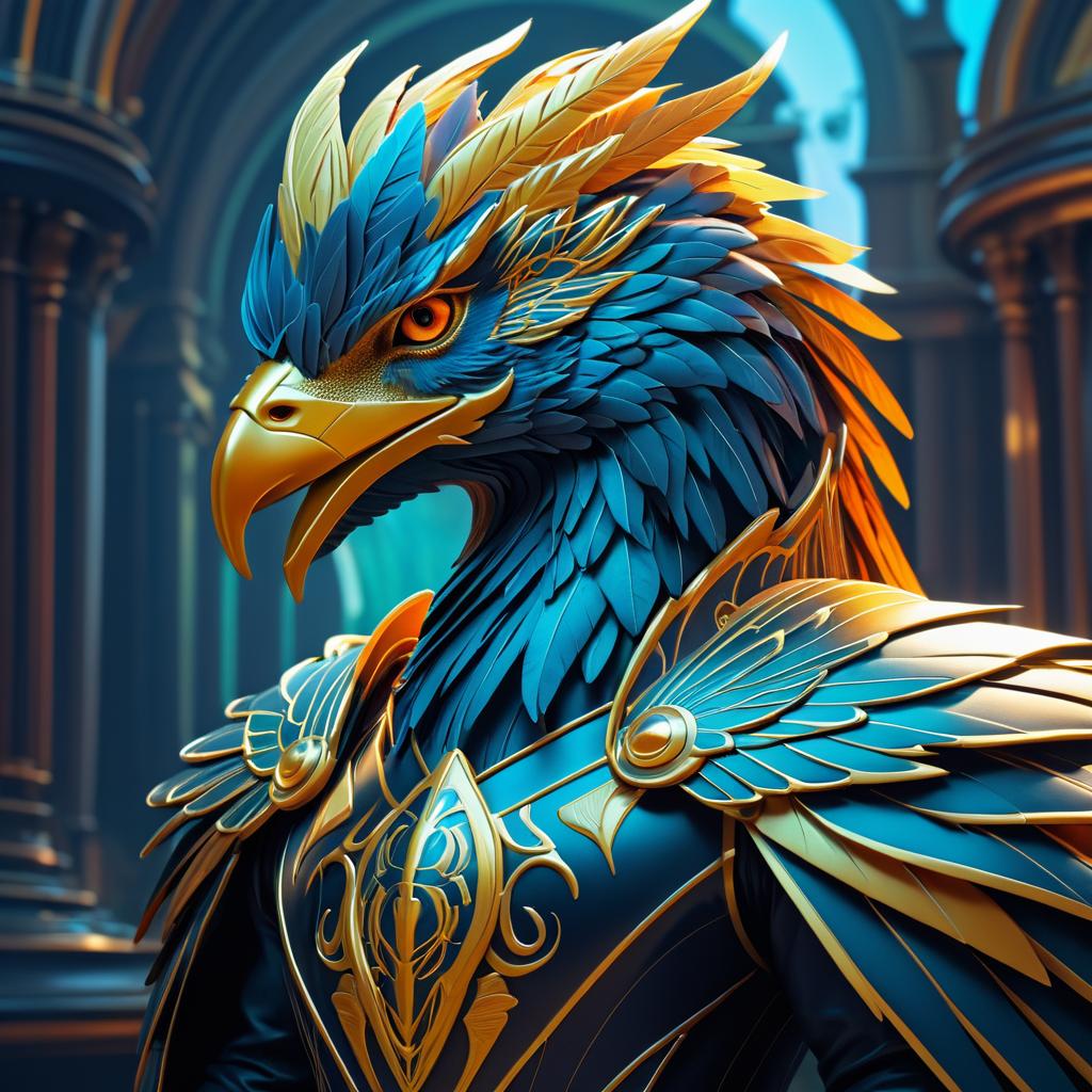 Elegant Retro Portrait of a Griffin Creature