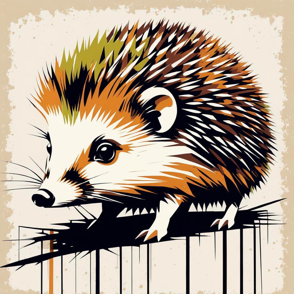 Charming Hedgehog in Warhol Style Art