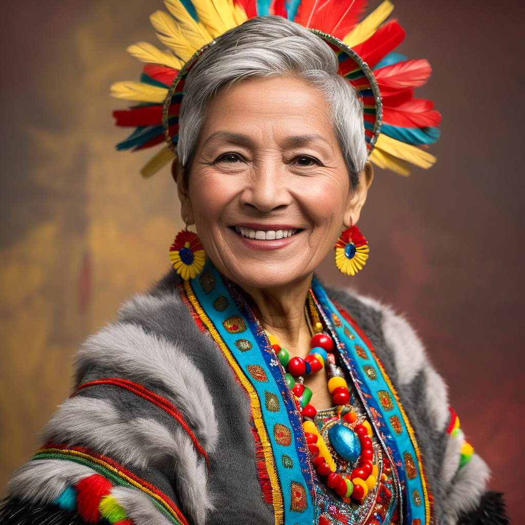 Smiling Elderly Bolivian in Carnival Attire