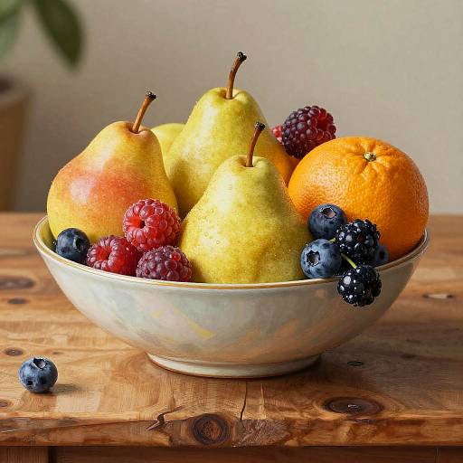 Realistic Rustic Fruit Bowl Illustration