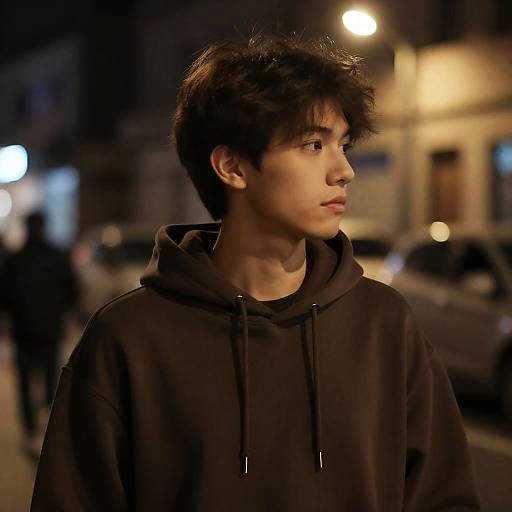 Nighttime Urban Portrait of Young Man