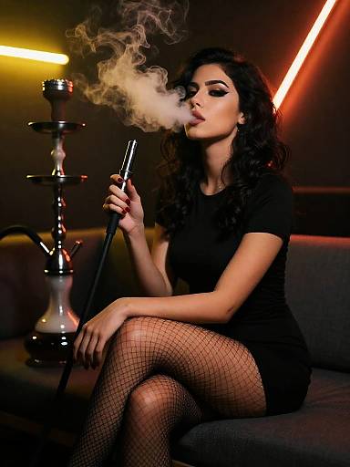 Moody Night Shisha Portrait with Neon Glow