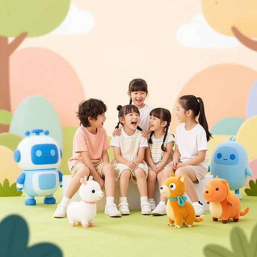 Playful Kids Photoshoot with Robots