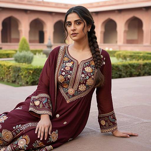 Elegant Woman in Festive Mughal Attire
