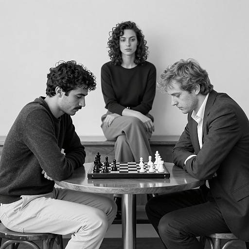 Chess Match in Monochrome Elegance