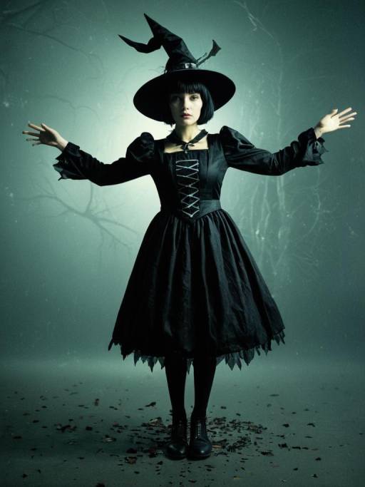 Woman in Spooky Witch Costume