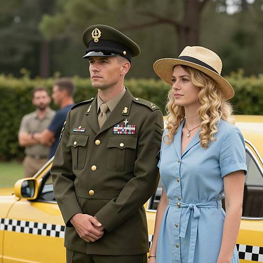 Military Man and Woman in Nature