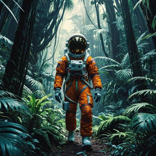 Sleek Astronaut in an Alien Jungle Sleek Astronaut in an Alien Jungle