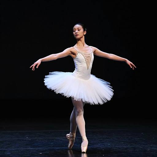 Solo Ballerina on Dark Stage