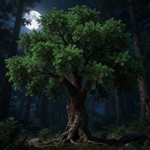 Mystic Juniper Tree in Enchanted Forest