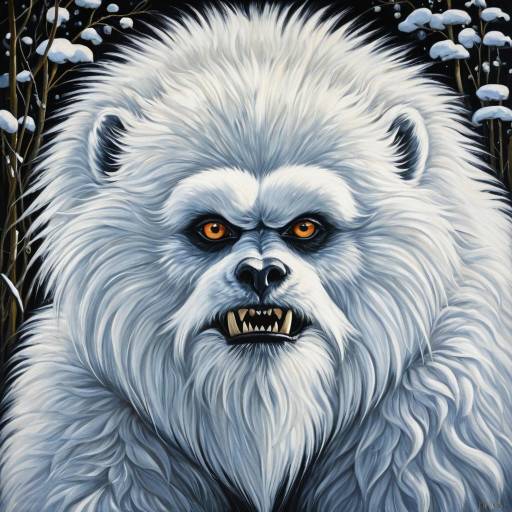 Fierce Yeti Woman Portrait in Arctic Garden