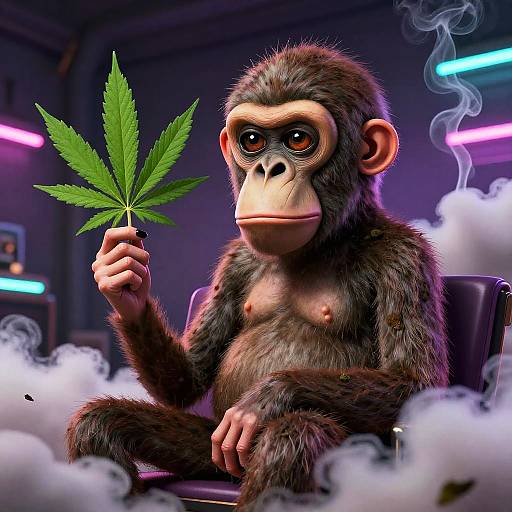 Animated Ape with Neon Weed Vibes