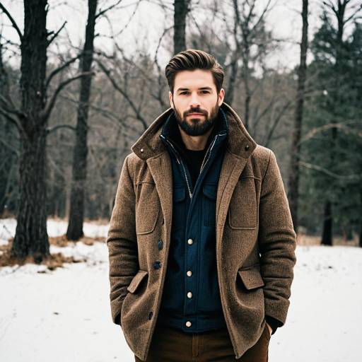 Realistic Winter Fashion for Men Outdoors