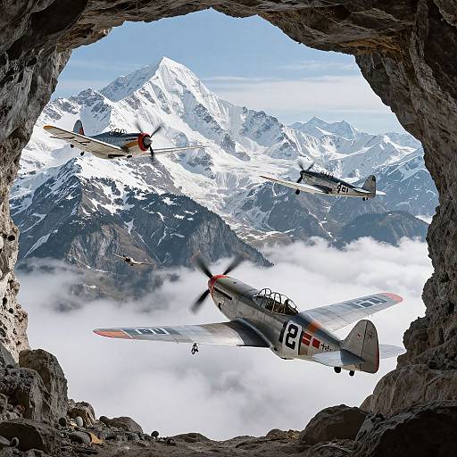 WWII Dogfight Over Snowy Alps