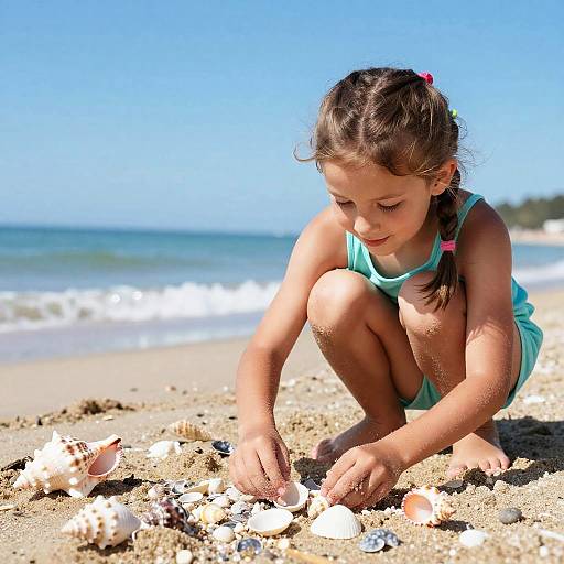 Joyful Girl Playing on Sunny Beach