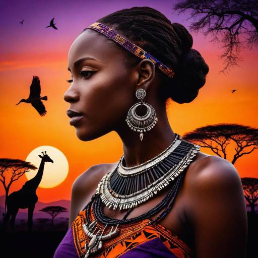 Silhouette Portrait of African Woman at Sunset