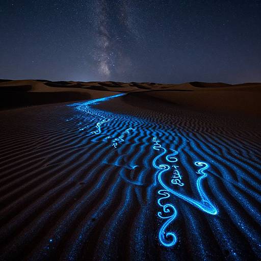 Bioluminescent Desert Dunes Under Stars