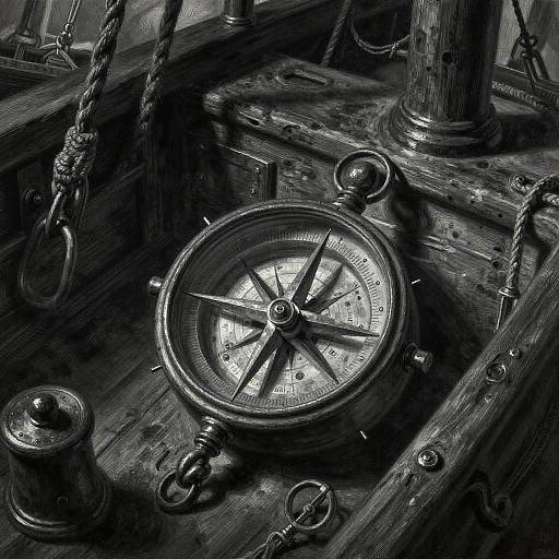 Charcoal Painting of Antique Nautical Compass