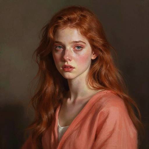 Soft Anime Portrait of Auburn Woman