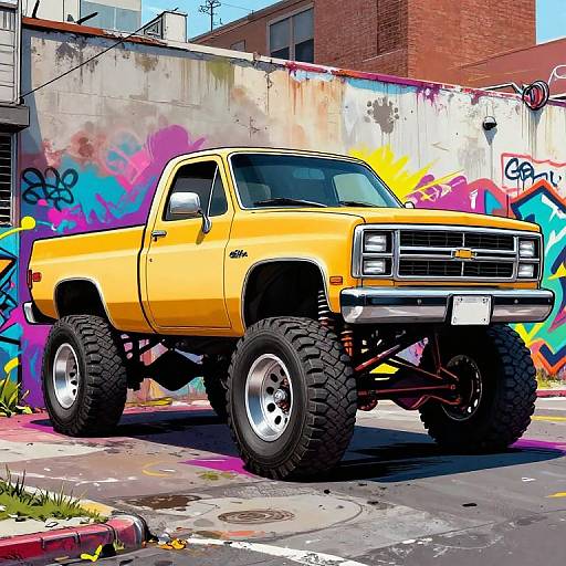 Urban Graffiti Chevy Truck Illustration
